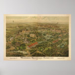 1897 Nashville, TN Centennial Expo Panoramic Map Poster