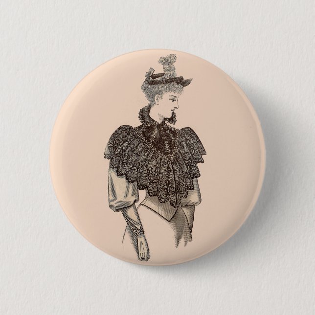 1897 Victorian woman Pinback Button (Front)