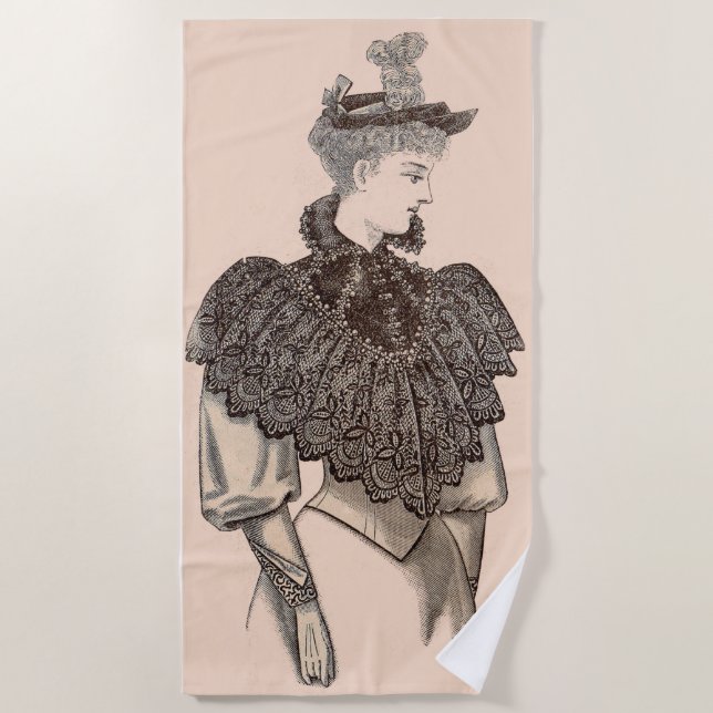 1897 Victorian woman print Beach Towel (Front)