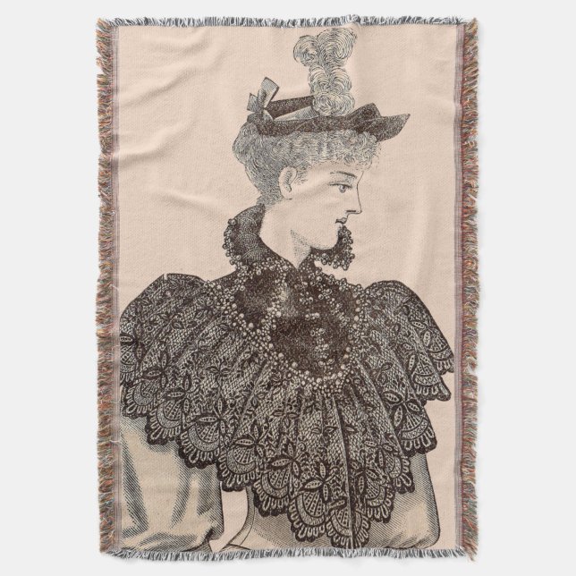 1897 Victorian woman print Throw Blanket (Front Vertical)