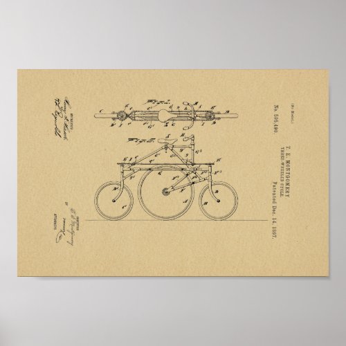 1897 Vintage Bicycle 3 Wheeled Patent Art Print