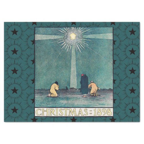 1898 ART NOUVEAU STAR OF BETHLEHEM CHRISTMAS TISSUE PAPER