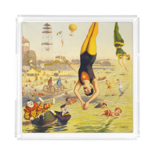 1898 Coney Island Sideshow Poster Acrylic Tray