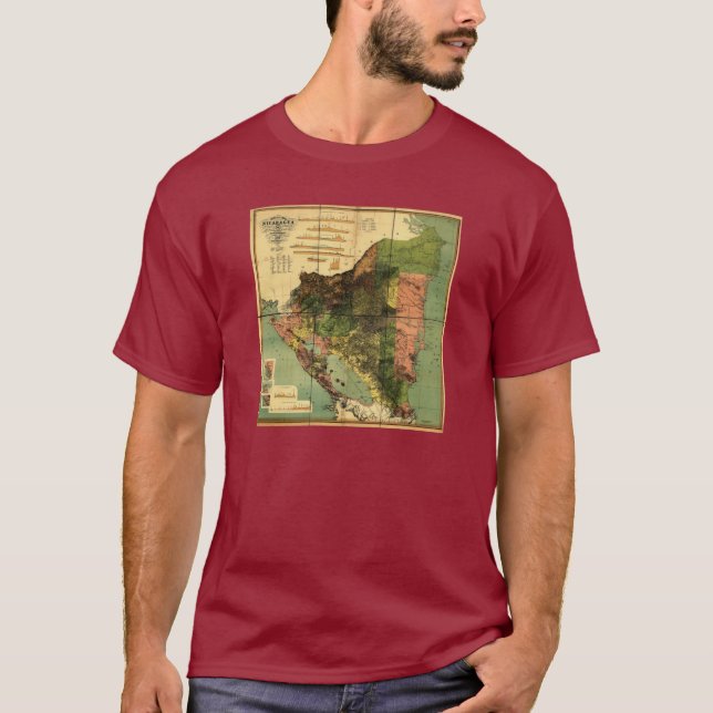 1898 Official Map of Nicaragua T-Shirt (Front)