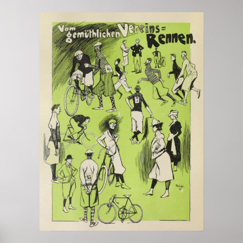 1898 Vintage Bicycle Club Races Ad Art Poster
