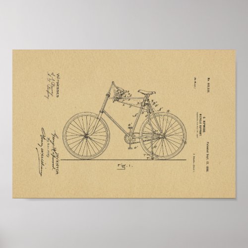 1898 Vintage Bicycle Patent Art Print