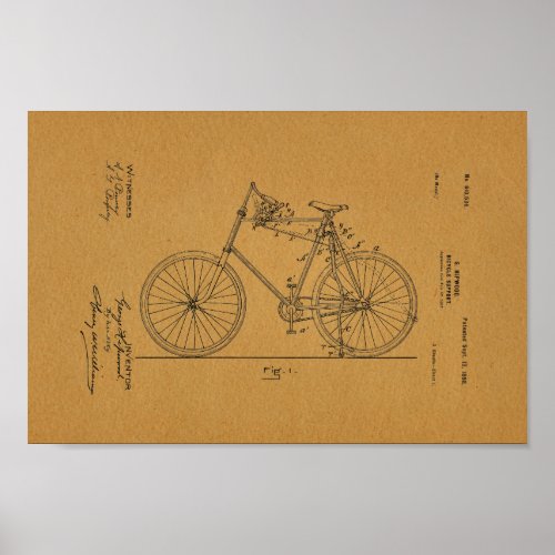 1898 Vintage Bicycle Patent Art Print