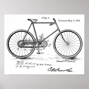 1898 Vintage Bicycle Patent Art Print Customize