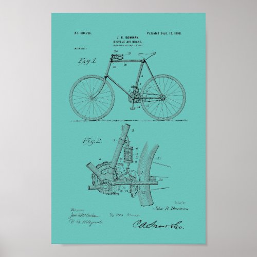 1898 Vintage Bicycle Patent Print Customize