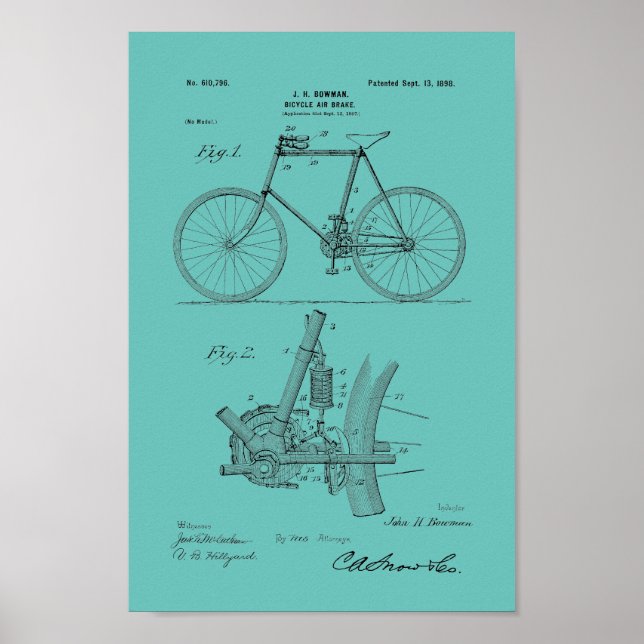 1898 Vintage Bicycle Patent Print Customize (Front)