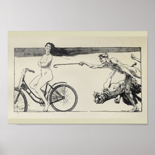 1898 Vintage Bicycle Woman Ad Art Poster