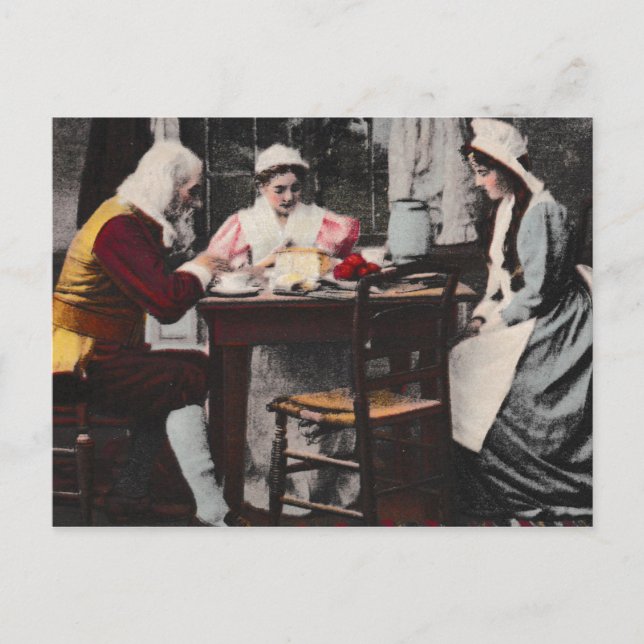 1898 Vintage First Thanksgiving Dinner Postcard (Front)