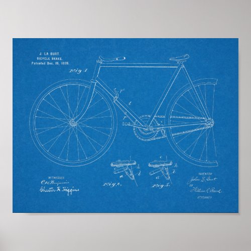 1899 Bicycle Brake Patent Art Drawing Print