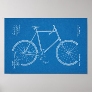1899 Bicycle Gearing Patent Art Drawing Print