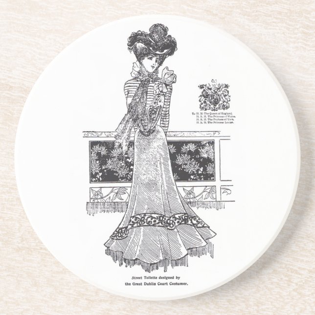 1899 Dublin Simple & Pretty Street Costume Drink Coaster (Front)