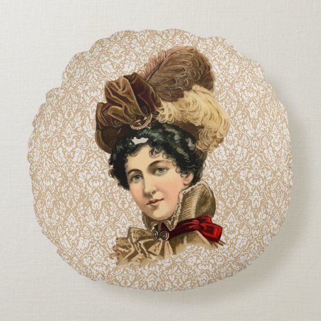1899 Hat for Ladies #11 (Victorian era) Round Pillow (Front)