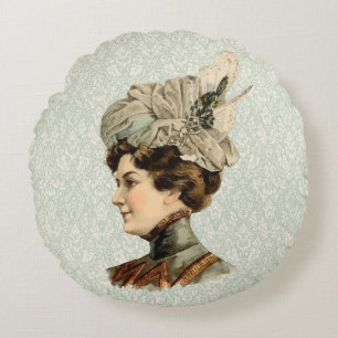 1899 Hat for Ladies #12 (Victorian era) Round Pillow