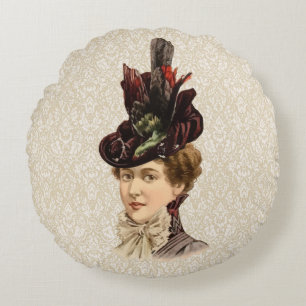1899 Hat for Ladies #13 (Victorian era) Round Pillow