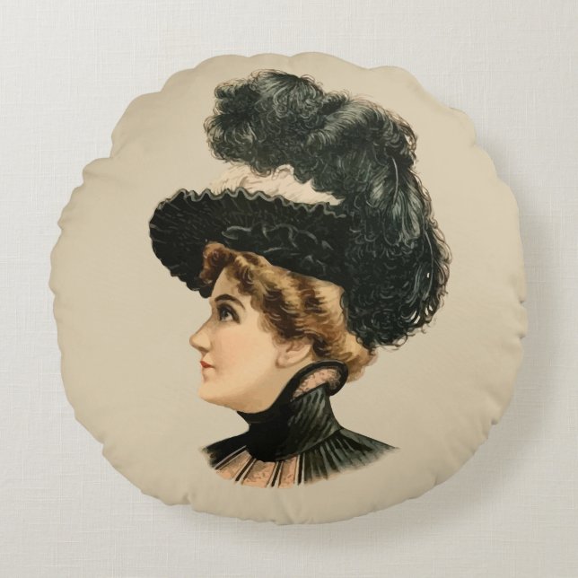 1899 Hat for Ladies #16 (Victorian era) Round Pillow (Front)