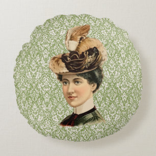 1899 Hat for Ladies #4 (Victorian era) Round Pillow