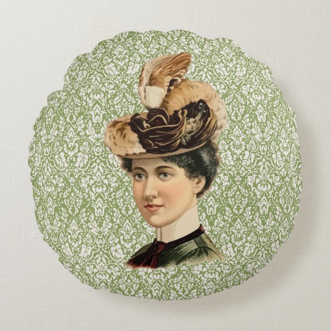 1899 Hat for Ladies #4 (Victorian era) Round Pillow (Front)