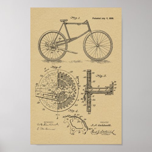 1899 Lever Propelled Bicycle Patent Art Print