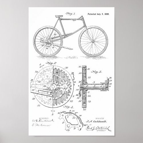 1899 Lever Propelled Bicycle Patent Art Print