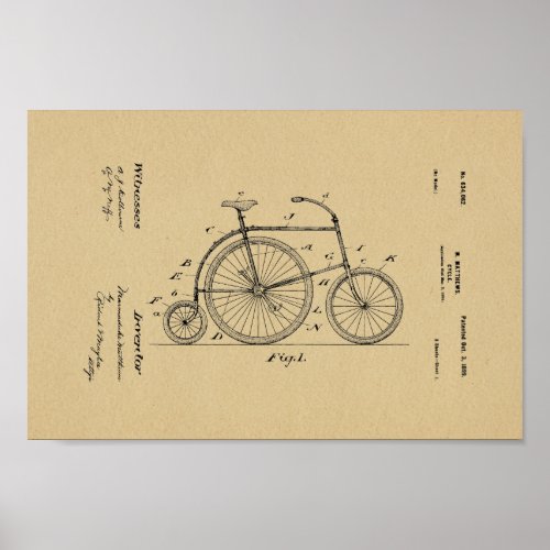 1899 Vintage Bicycle 3 Wheeled Patent Art Print