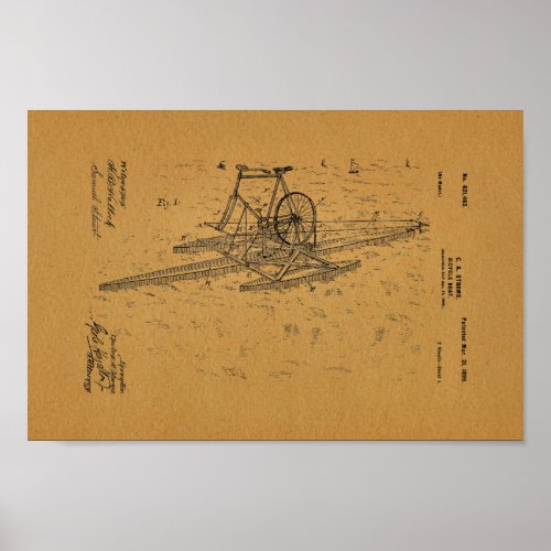 1899 Vintage Bicycle Boat Patent Art Print