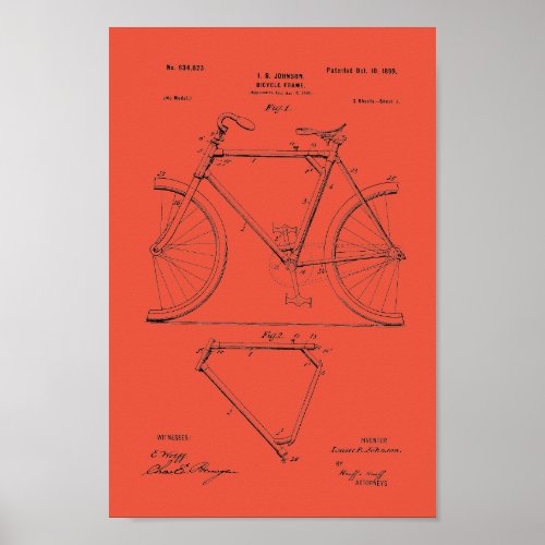 1899 Vintage Bicycle Frame Patent Print