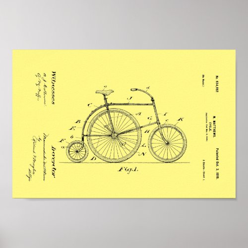 1899 Vintage Bicycle Patent Art Print