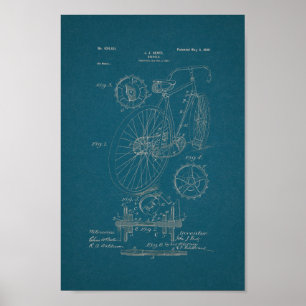 1899 Vintage Bicycle Patent Print Blueprint Art