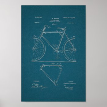 1899 Vintage Bicycle Patent Print Blueprint Art by AcupunctureProducts at Zazzle