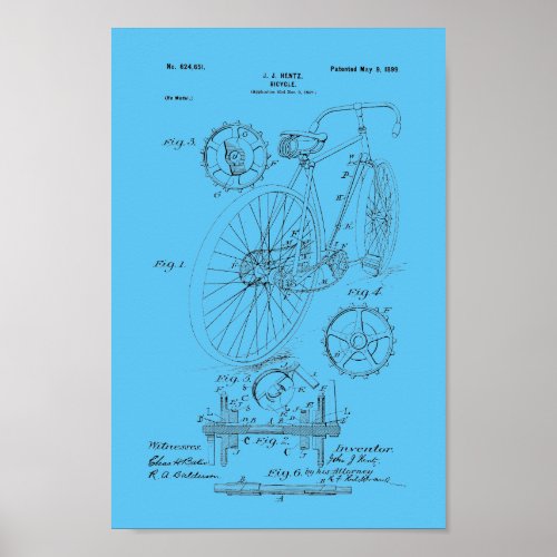 1899 Vintage Bicycle Patent Print Customize