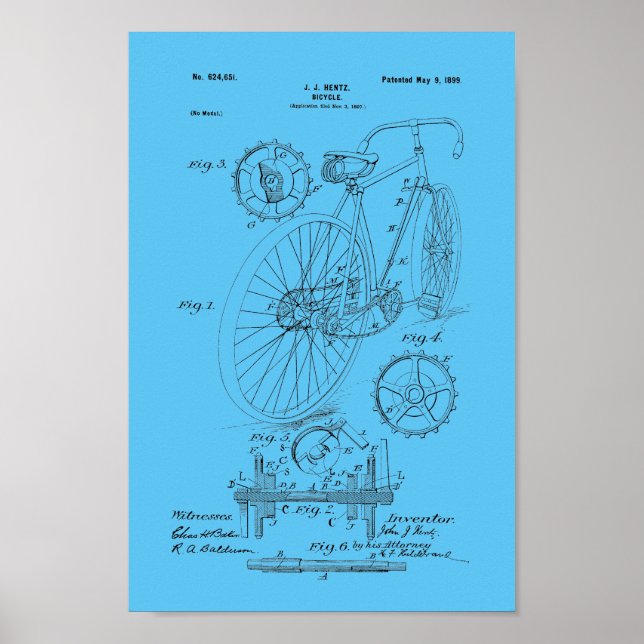 1899 Vintage Bicycle Patent Print Customize (Front)