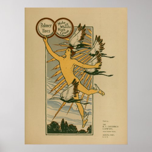 1899 Vintage Bicycle Tires Magazine Ad Art Poster