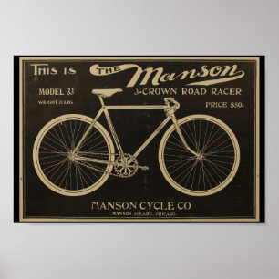 1899 Vintage Manson Bicycle Ad Art Poster