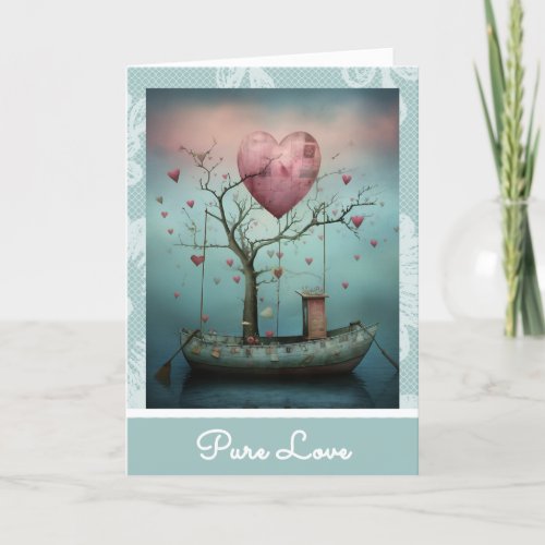*~* 18 AP51 Romantic Boat Hearts Valentine Serene  Holiday Card
