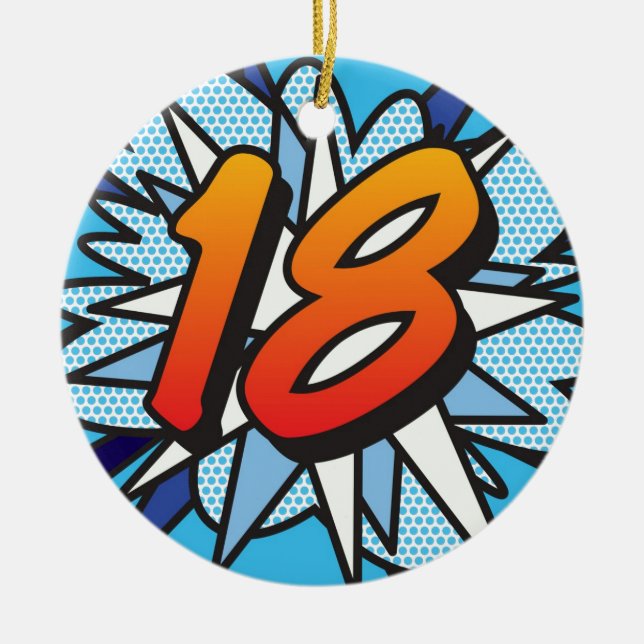 18 Birthday Fun Retro Comic Book Ceramic Ornament (Front)