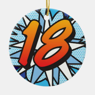18 Birthday Fun Retro Comic Book Ceramic Ornament