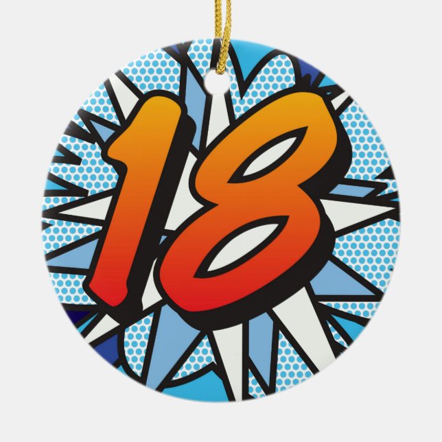 18 Birthday Fun Retro Comic Book Ceramic Ornament (Front)