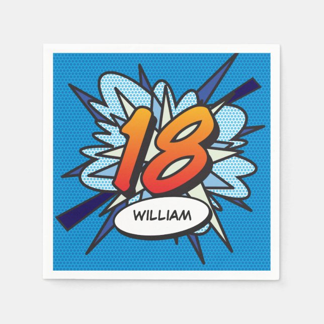 18 Birthday Fun Retro Comic Book Napkins (Front)