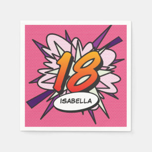 18 Birthday Fun Retro Comic Book Pink Napkins