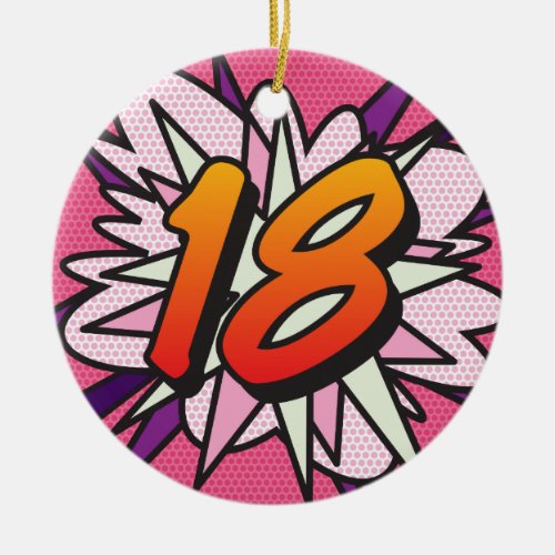 18 Birthday Photo Fun Retro Comic Book Pink Ceramic Ornament