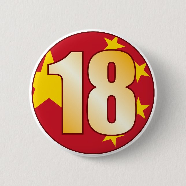 18 CHINA Gold Pinback Button (Front)