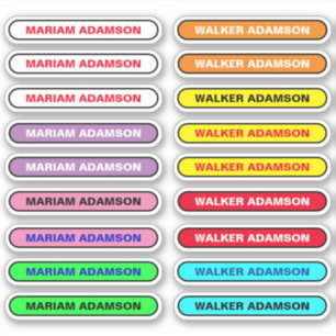 18 Colorful Name Stickers for Kids' Belongings