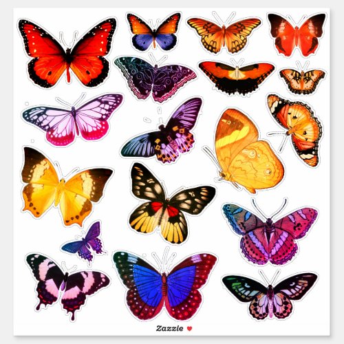 18 Colorful Vintage Art Butterflies Sheet 2 Sticker