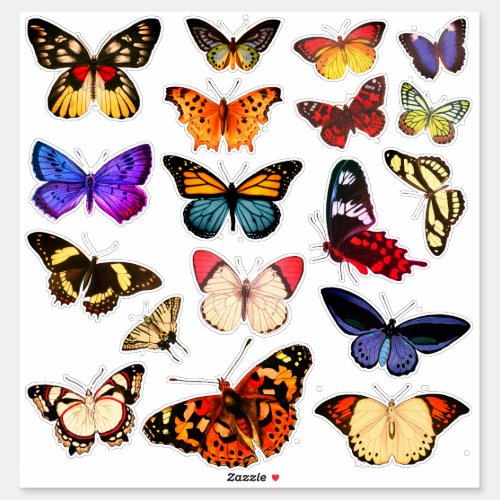 18 Colorful Vintage Art Butterflies Sticker