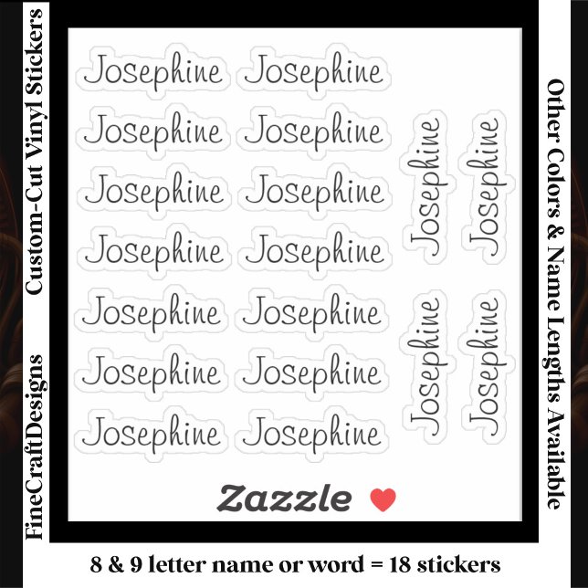 18 Custom Modern 8/9 Letters Name Word Black Sticker (Creator Uploaded)
