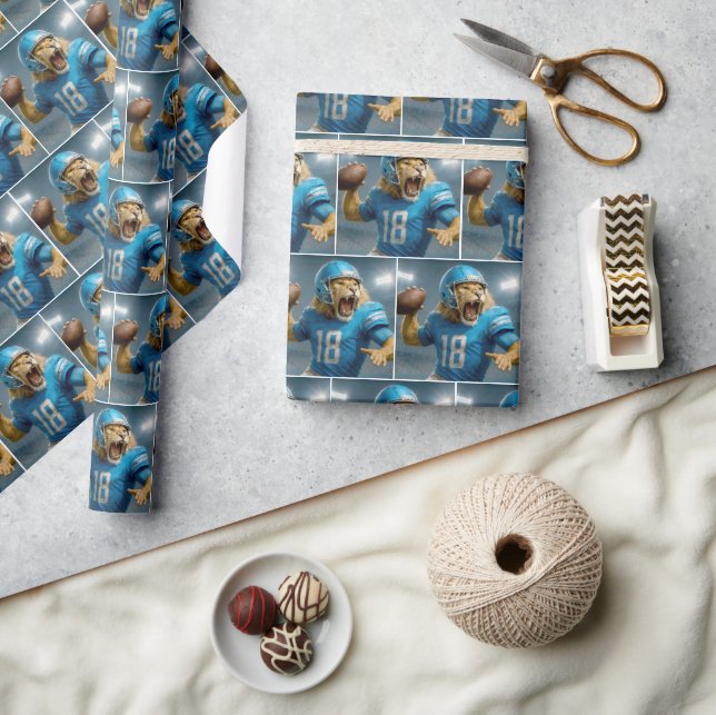 #18 Detroit Lion Football Player Wrapping Paper (Crafts)
